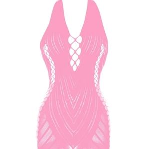 Plus Size Lingerie Mini Dress #177 Baby Pink